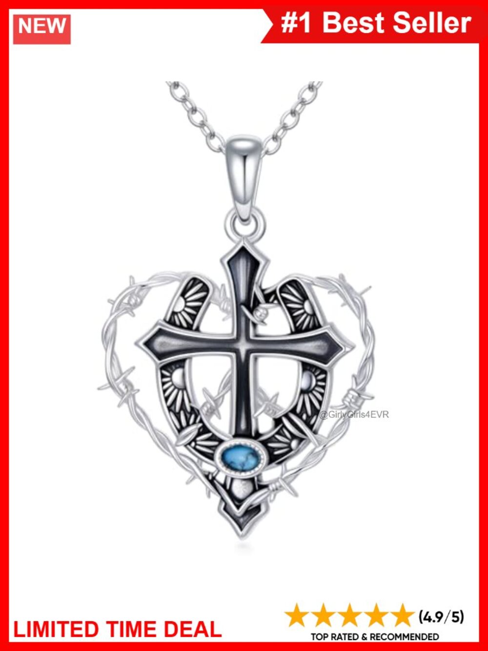 925 Sterling Silver Horseshoe Cross Turquoise Pendant Necklace Jewelry Gift